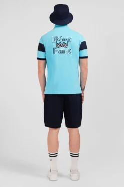 Polo Manches Courtes Cercle Turquoise En Pique Coton