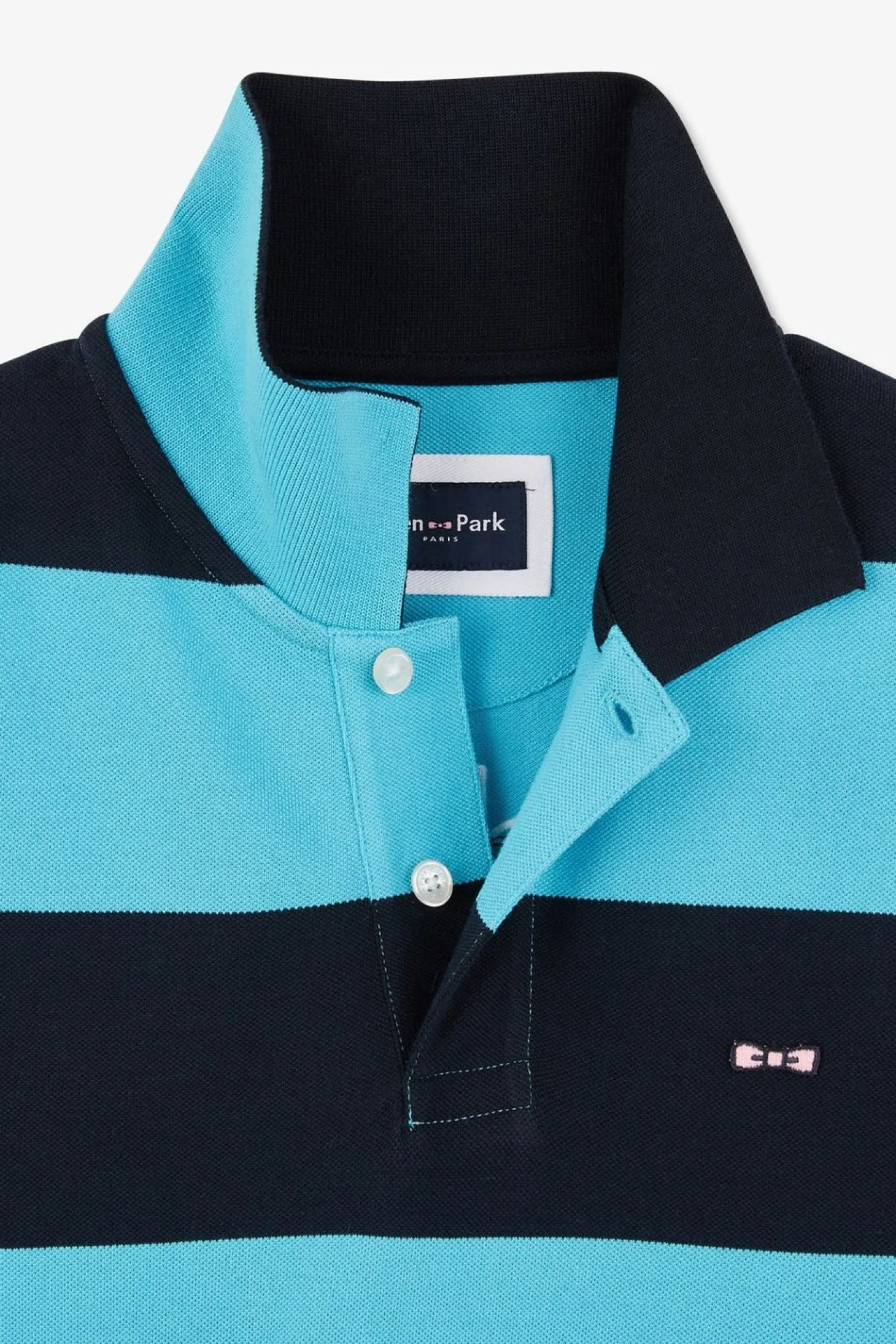 Polo Manches Courtes Cercle Turquoise En Pique Coton
