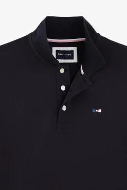 Polo Manches Courtes Marine Tricolore En Pique Coton Details Noeuds