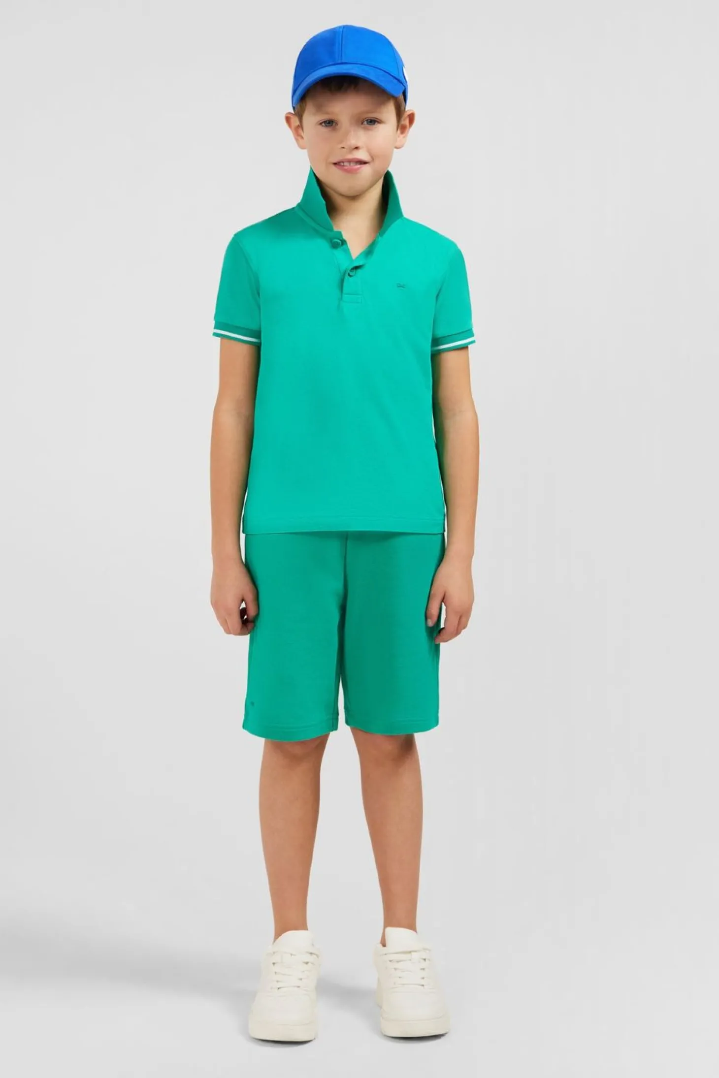 Polo Manches Courtes Vert En Pique Coton