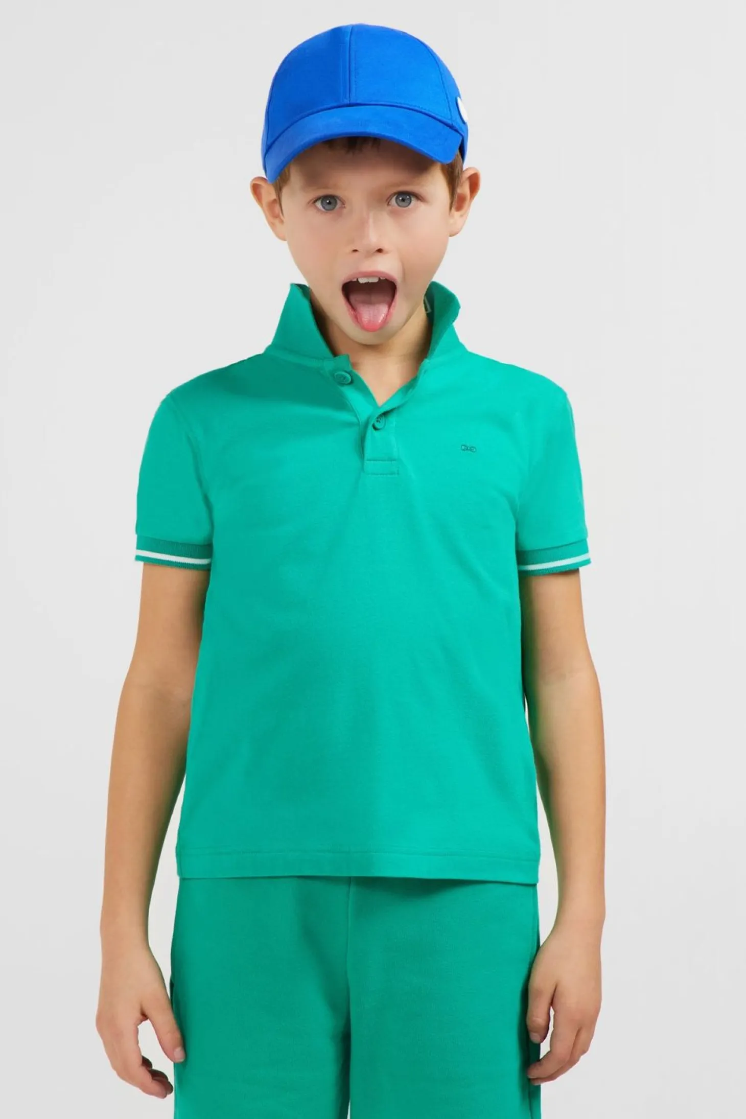 Polo Manches Courtes Vert En Pique Coton