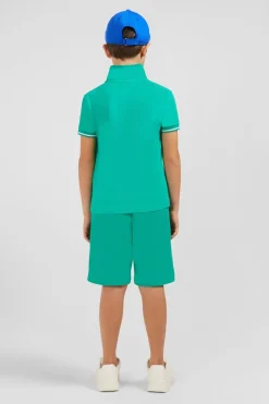 Polo Manches Courtes Vert En Pique Coton