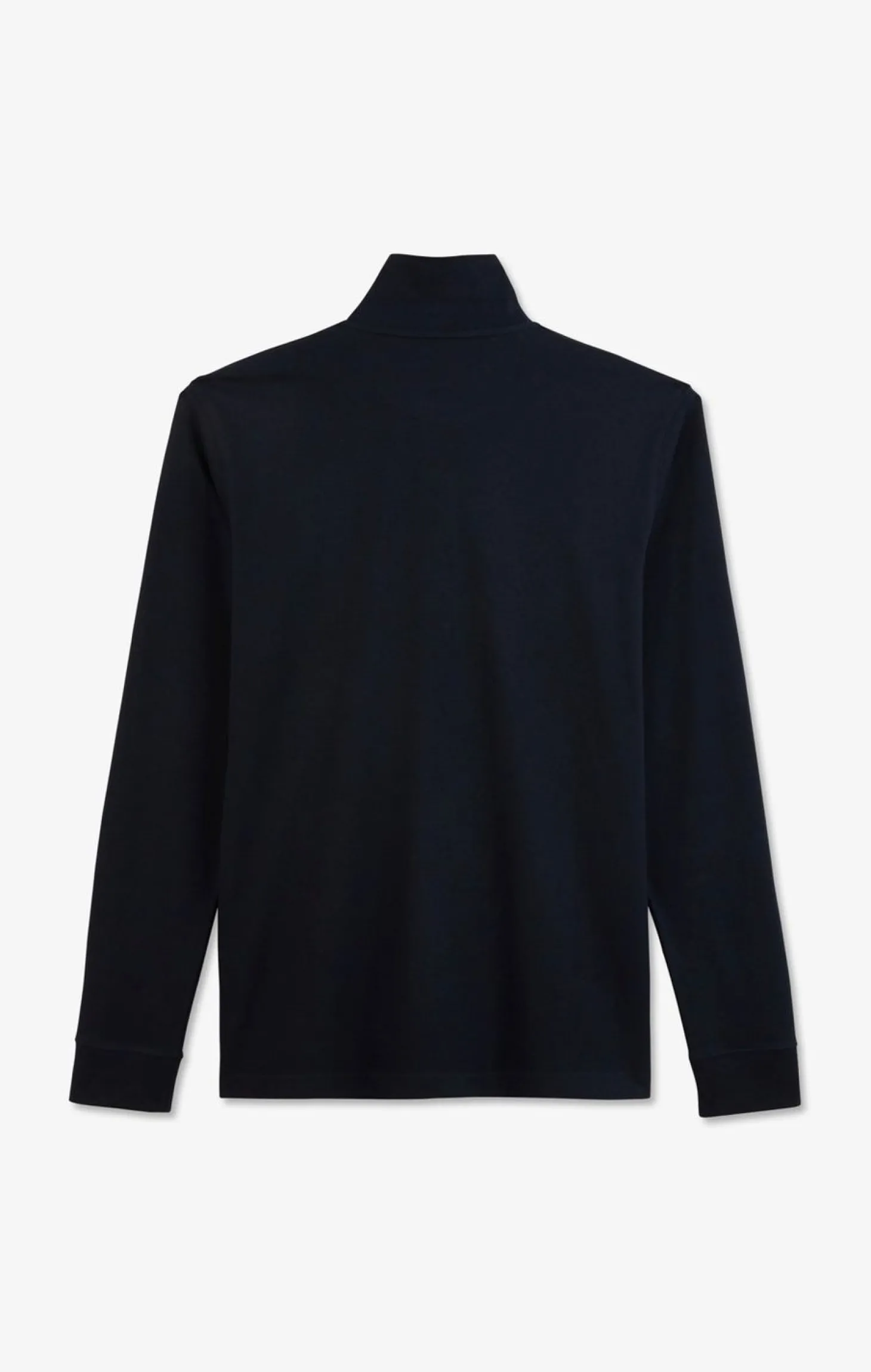 Polo Manches Longues Bleu Marine Uni En Pique De Coton Stretch