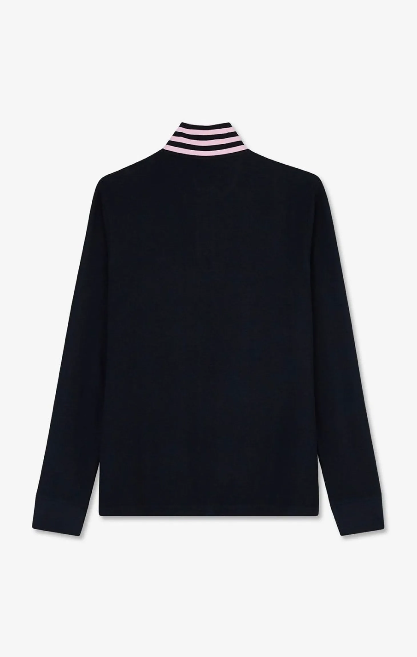 Polo Manches Longues Bleu Marine En Coton Avec Col Contraste