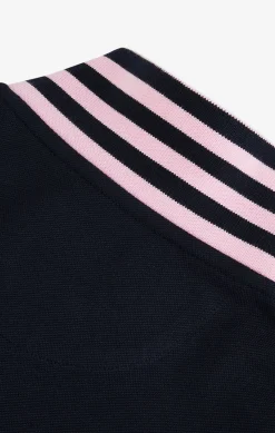 Polo Manches Longues Bleu Marine En Coton Avec Col Contraste