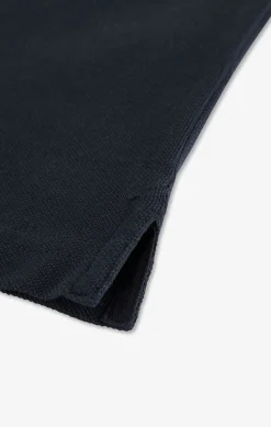 Polo Manches Longues Noir En Coton Avec Col Contraste