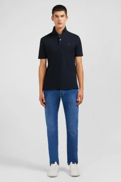 Polo Noir En Coton Pima Stretch