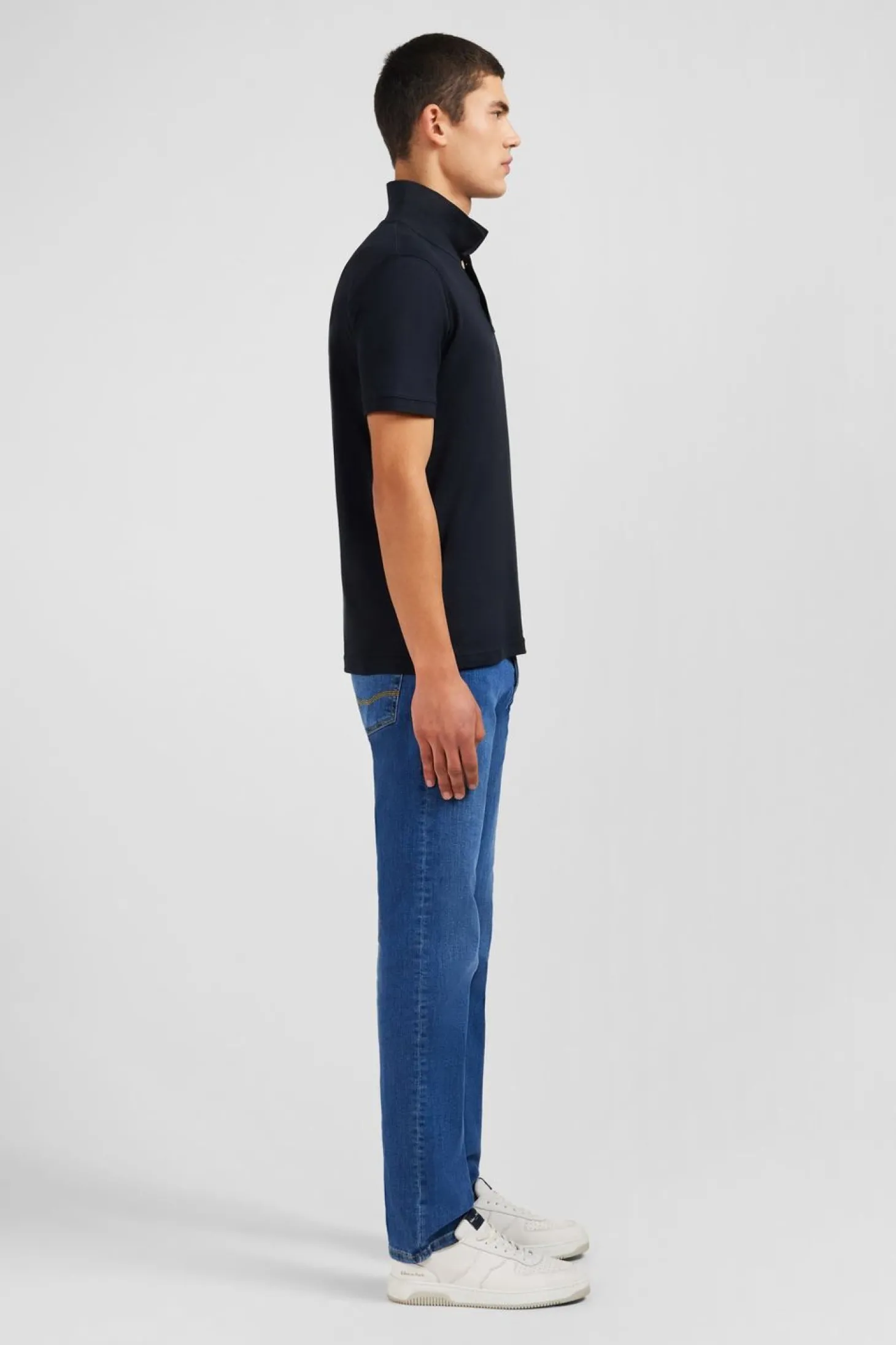 Polo Noir En Coton Pima Stretch