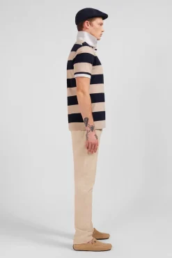 Polo Raye Beige A Manches Courtes