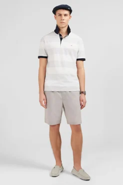 Polo Raye Blanc A Manches Courtes