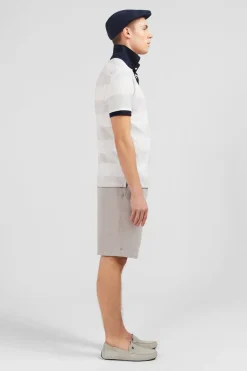 Polo Raye Blanc A Manches Courtes
