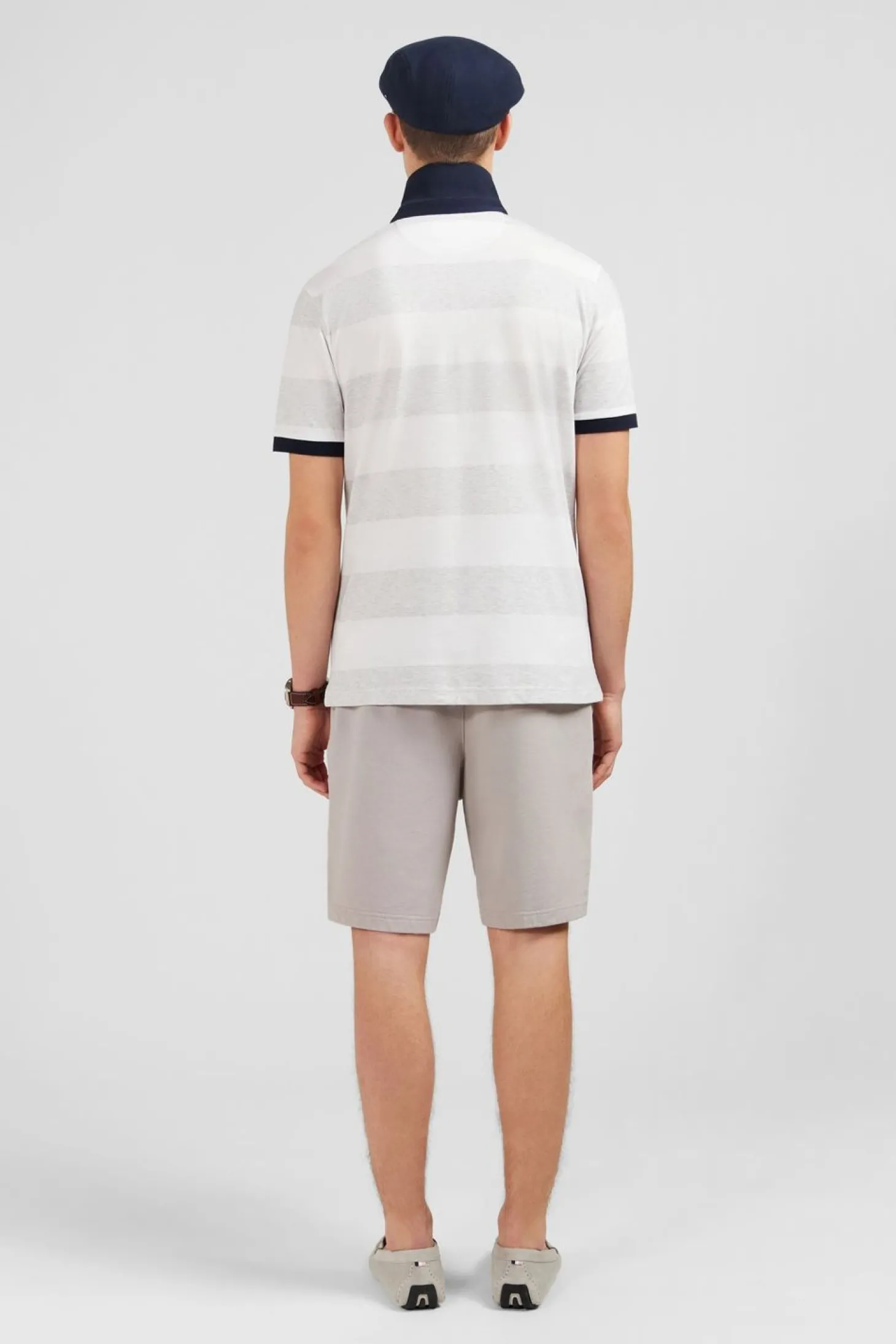 Polo Raye Blanc A Manches Courtes
