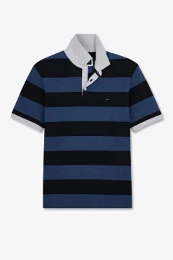 Polo Raye Bleu A Manches Courtes