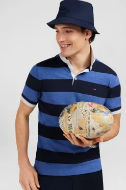 Polo Raye Bleu A Manches Courtes