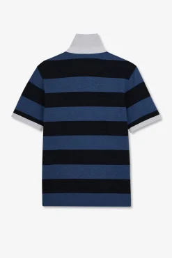 Polo Raye Bleu A Manches Courtes