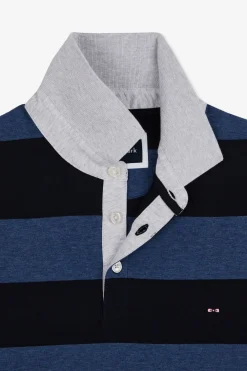 Polo Raye Bleu A Manches Courtes