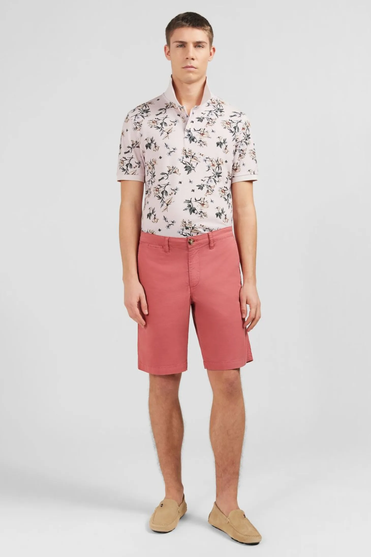 Polo Rose Imprime Exclusif Fleuri