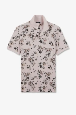 Polo Rose Imprime Exclusif Fleuri