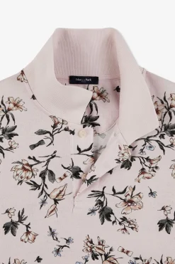 Polo Rose Imprime Exclusif Fleuri