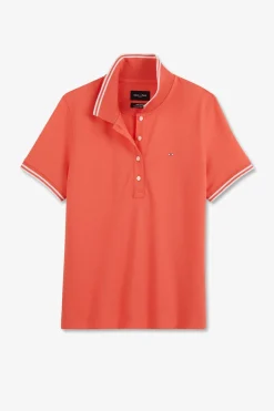 Polo Rose Saumon Manches Courtes En Coton Pima