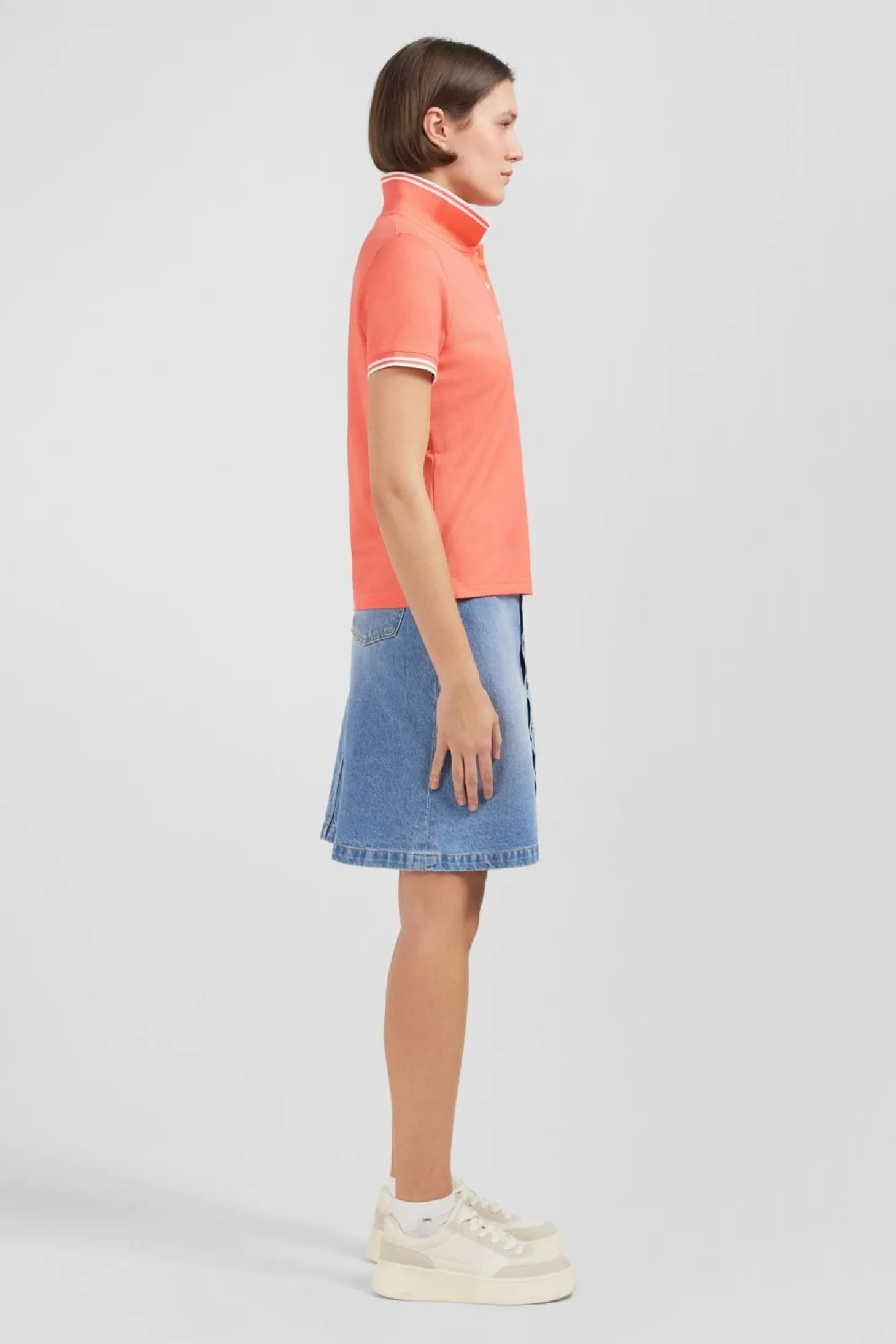 Polo Rose Saumon Manches Courtes En Coton Pima