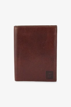 Porte Feuille Passeport En Cuir Marron Fonce