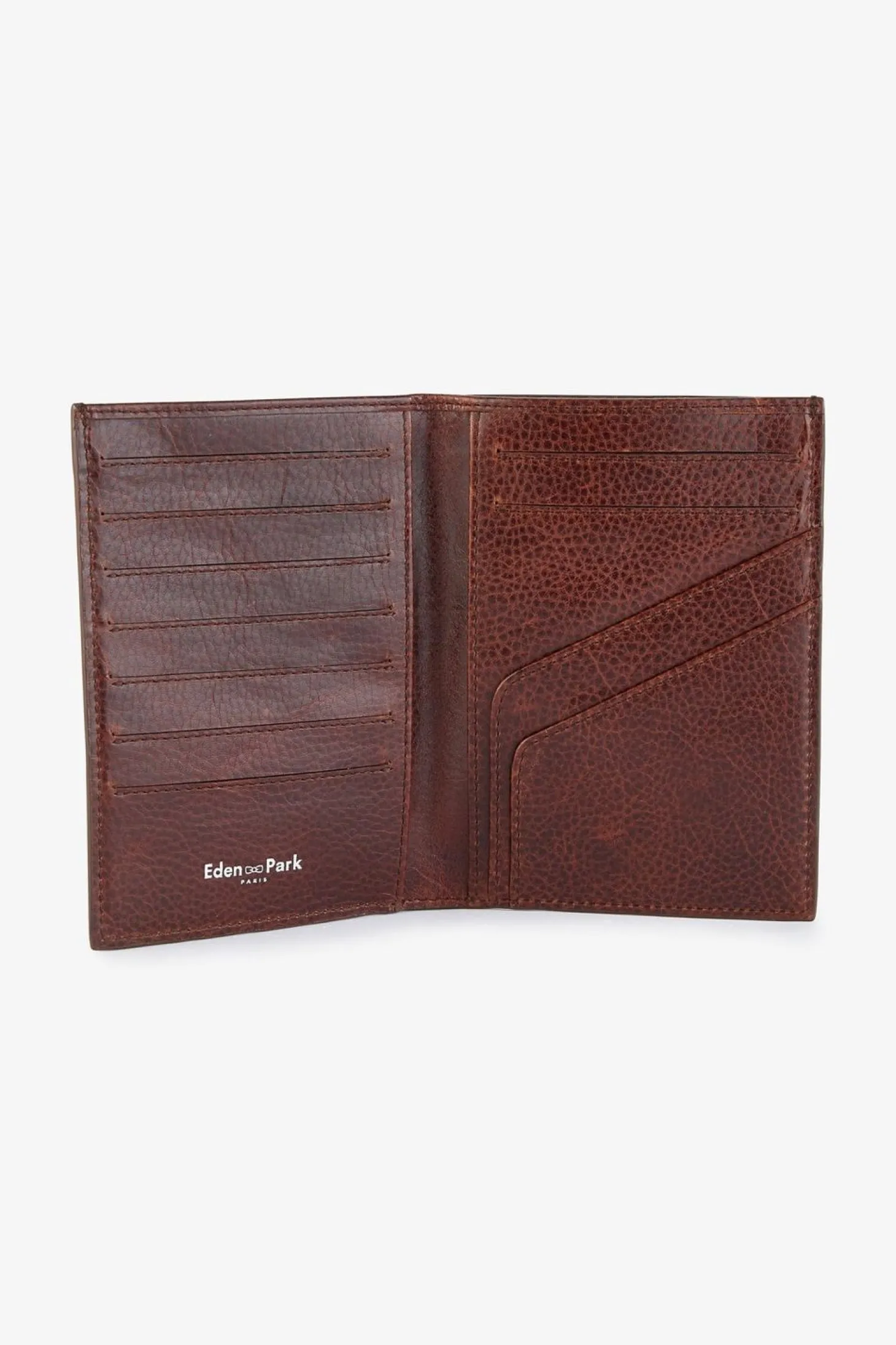 Porte Feuille Passeport En Cuir Marron Fonce