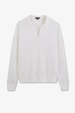 Pull Blanc A Col Polo