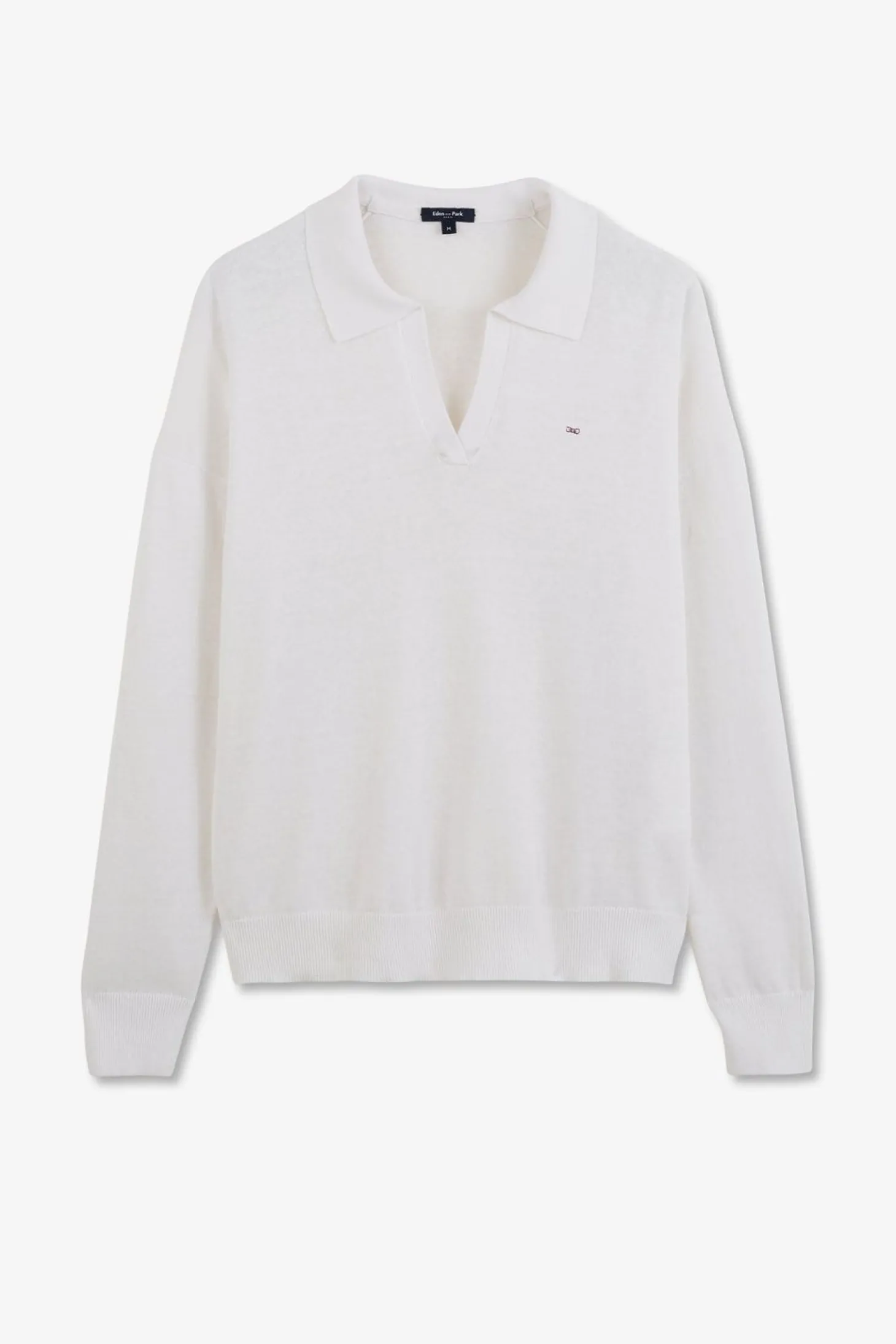 Pull Blanc A Col Polo