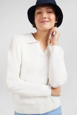 Pull Blanc A Col Polo
