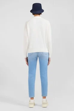 Pull Blanc A Col Polo