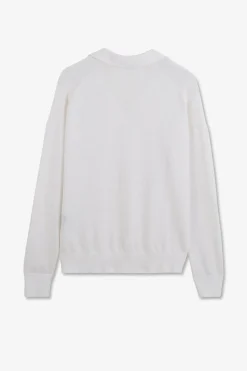 Pull Blanc A Col Polo