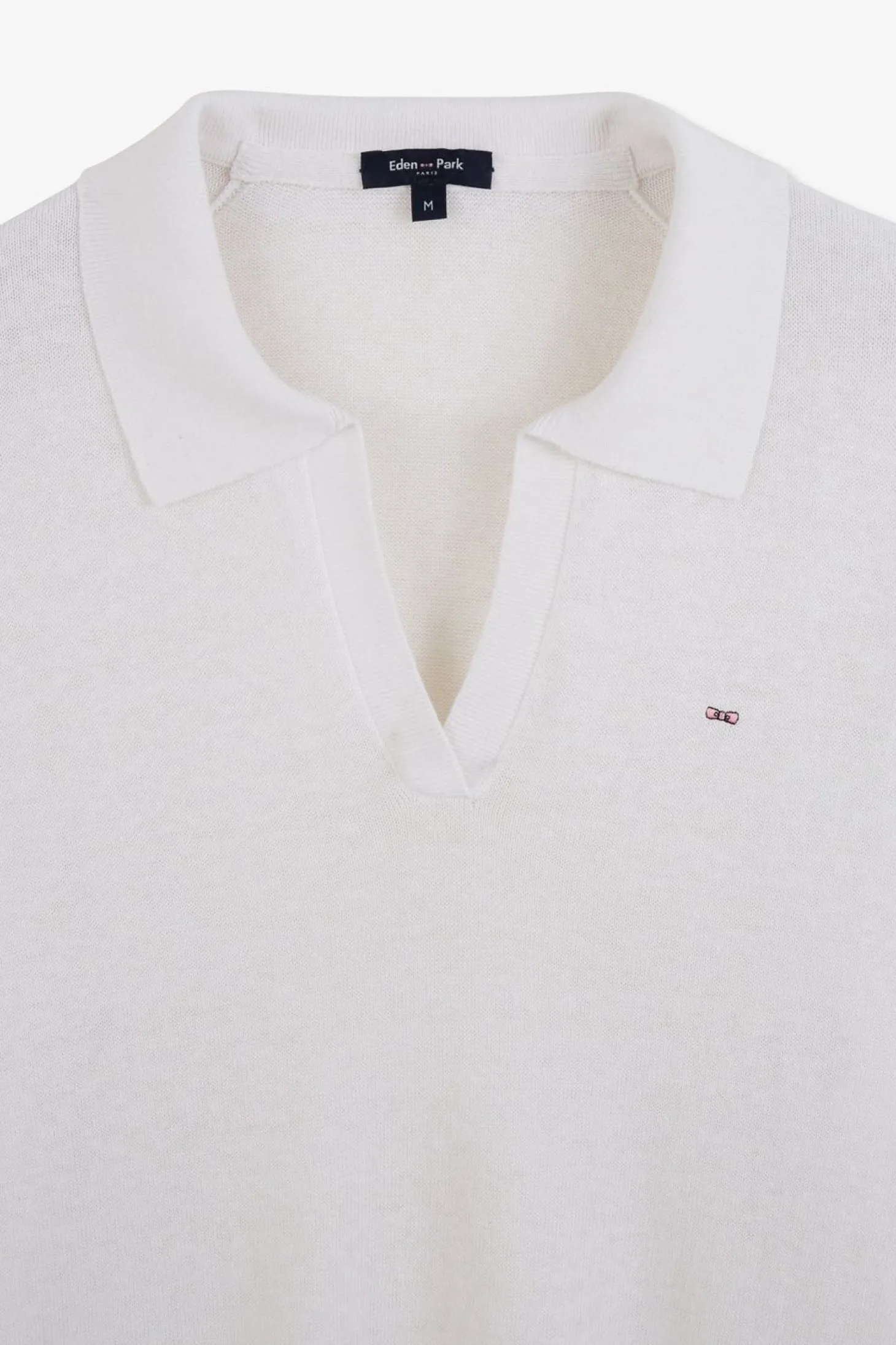 Pull Blanc A Col Polo