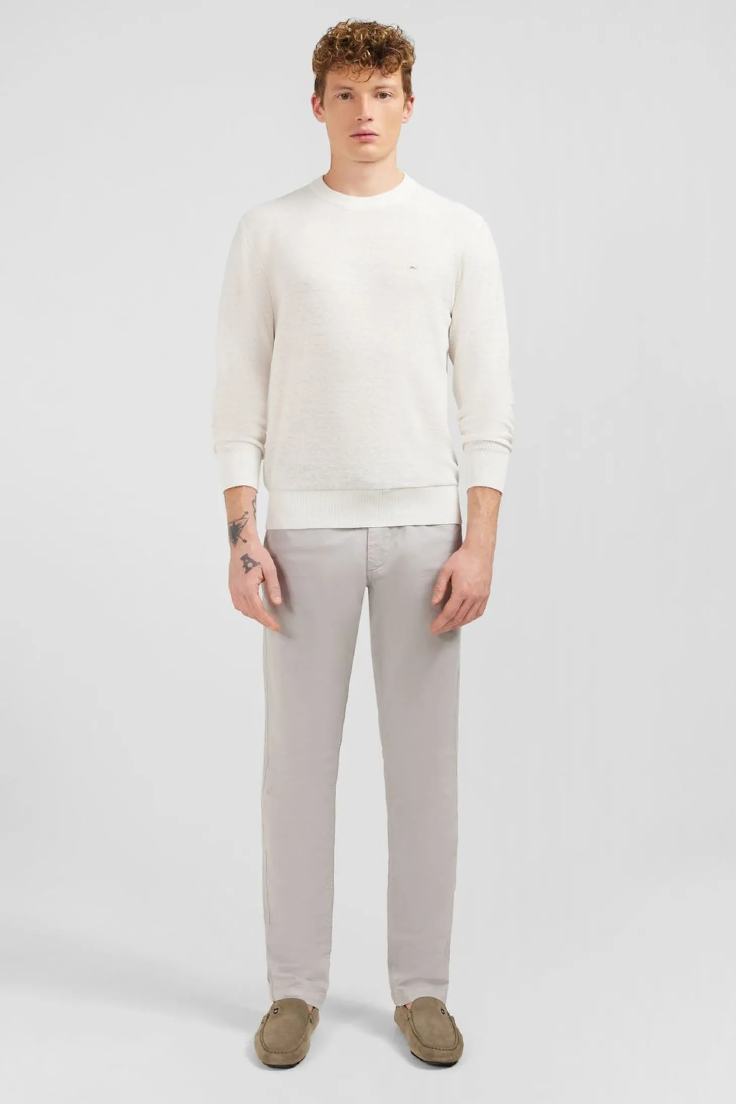 Pull Blanc En Lin Melange