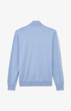 Pull Bleu A Col Camionneur En Coton