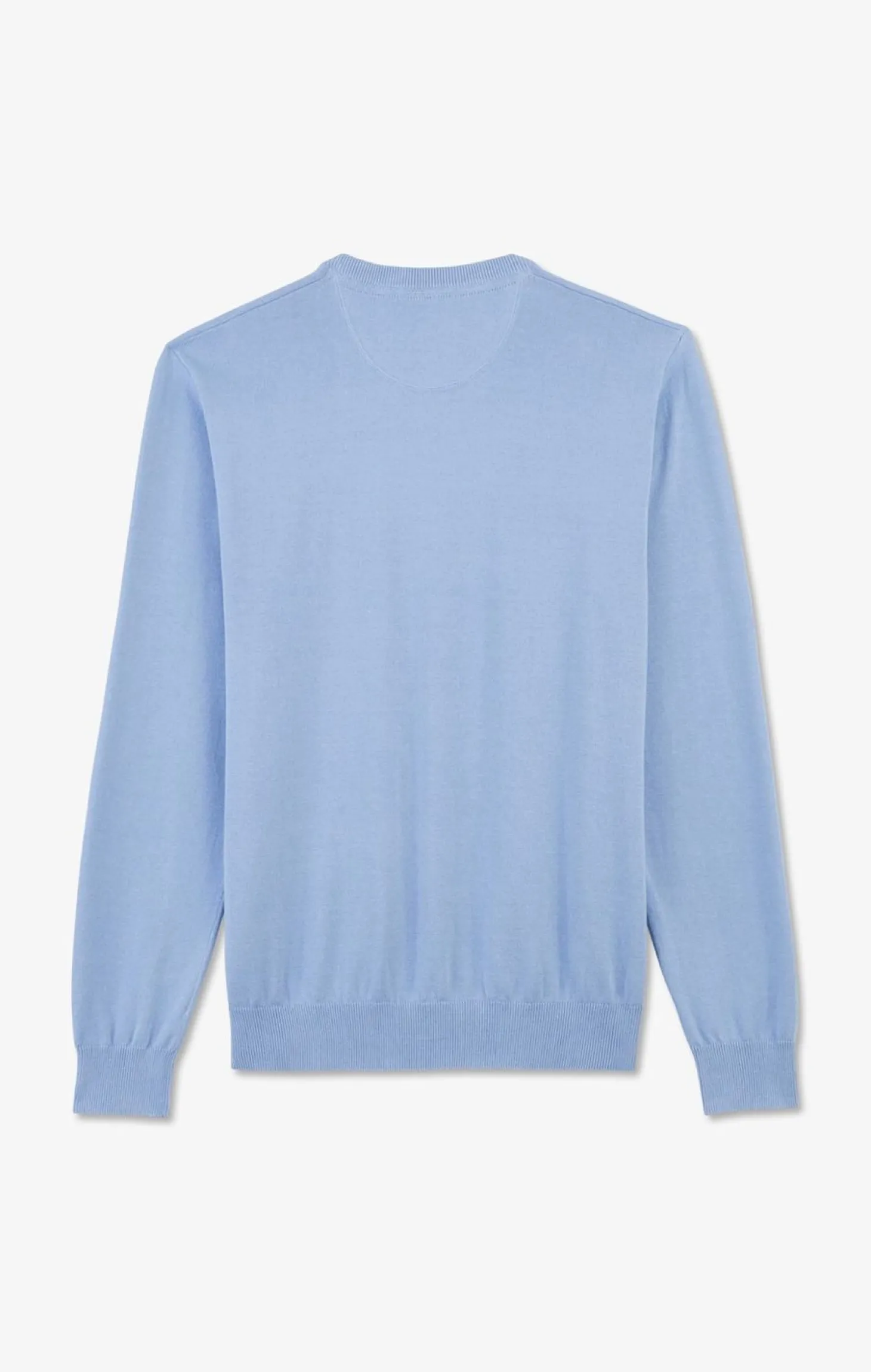 Pull Bleu A Col Rond En Coton