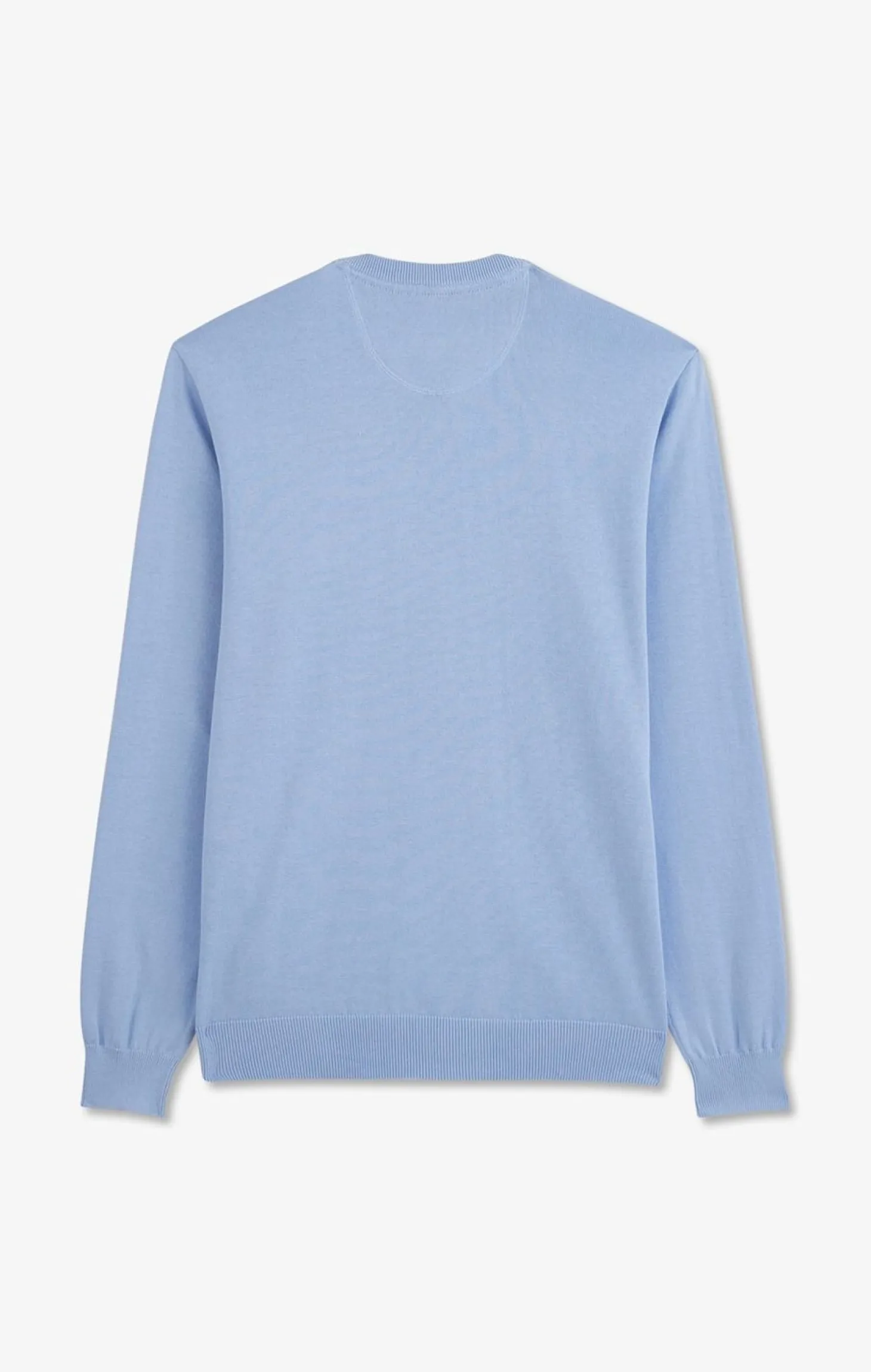 Pull Bleu A Col V En Coton