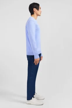 Pull Bleu A Col V En Coton