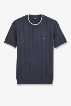 Pull Bleu A Manches Courtes Uni