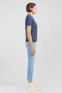 Pull Bleu A Manches Courtes Uni