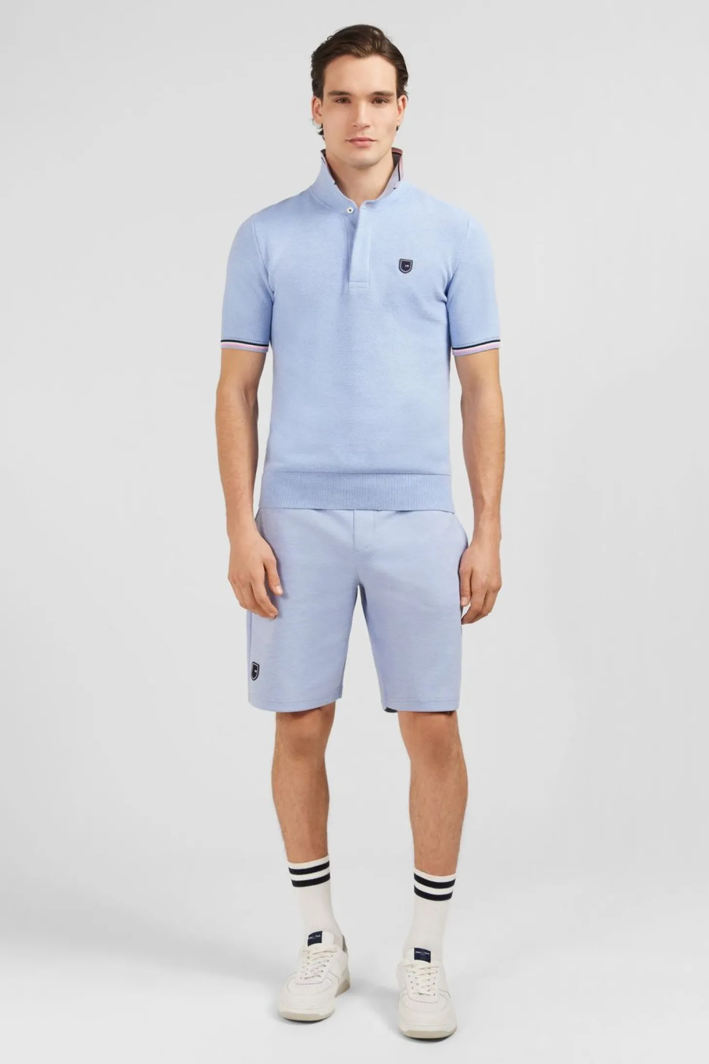 Pull Bleu Clair A Manches Courtes