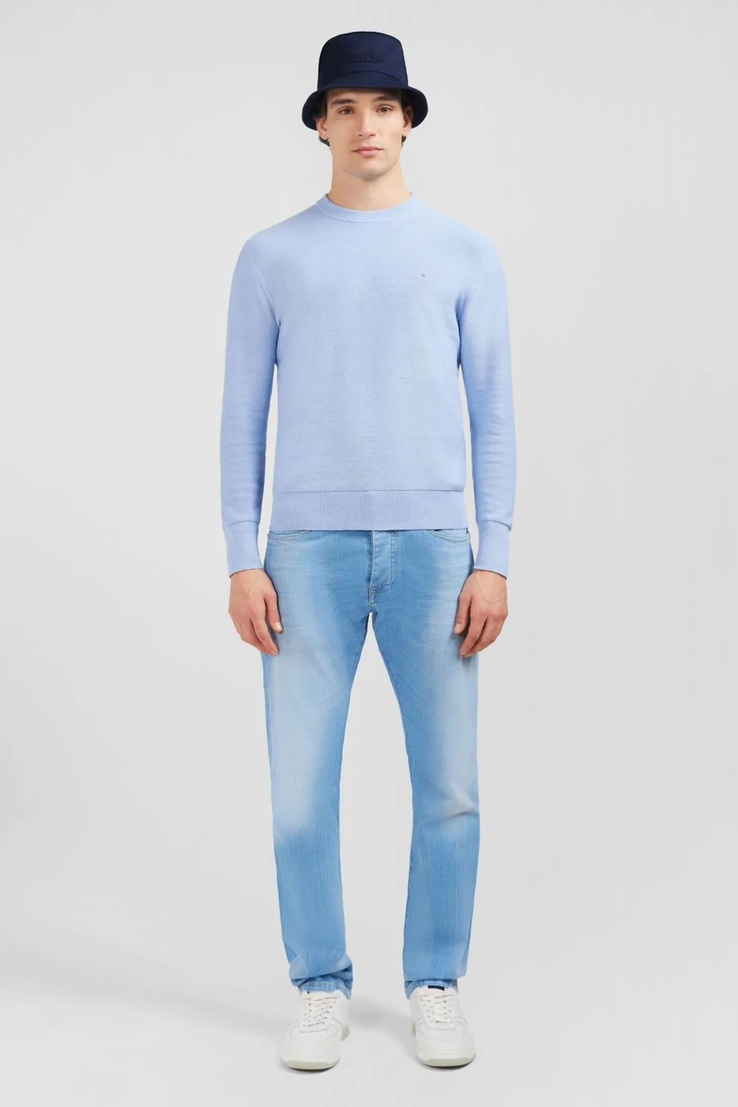 Pull Bleu Clair En Lin Melange