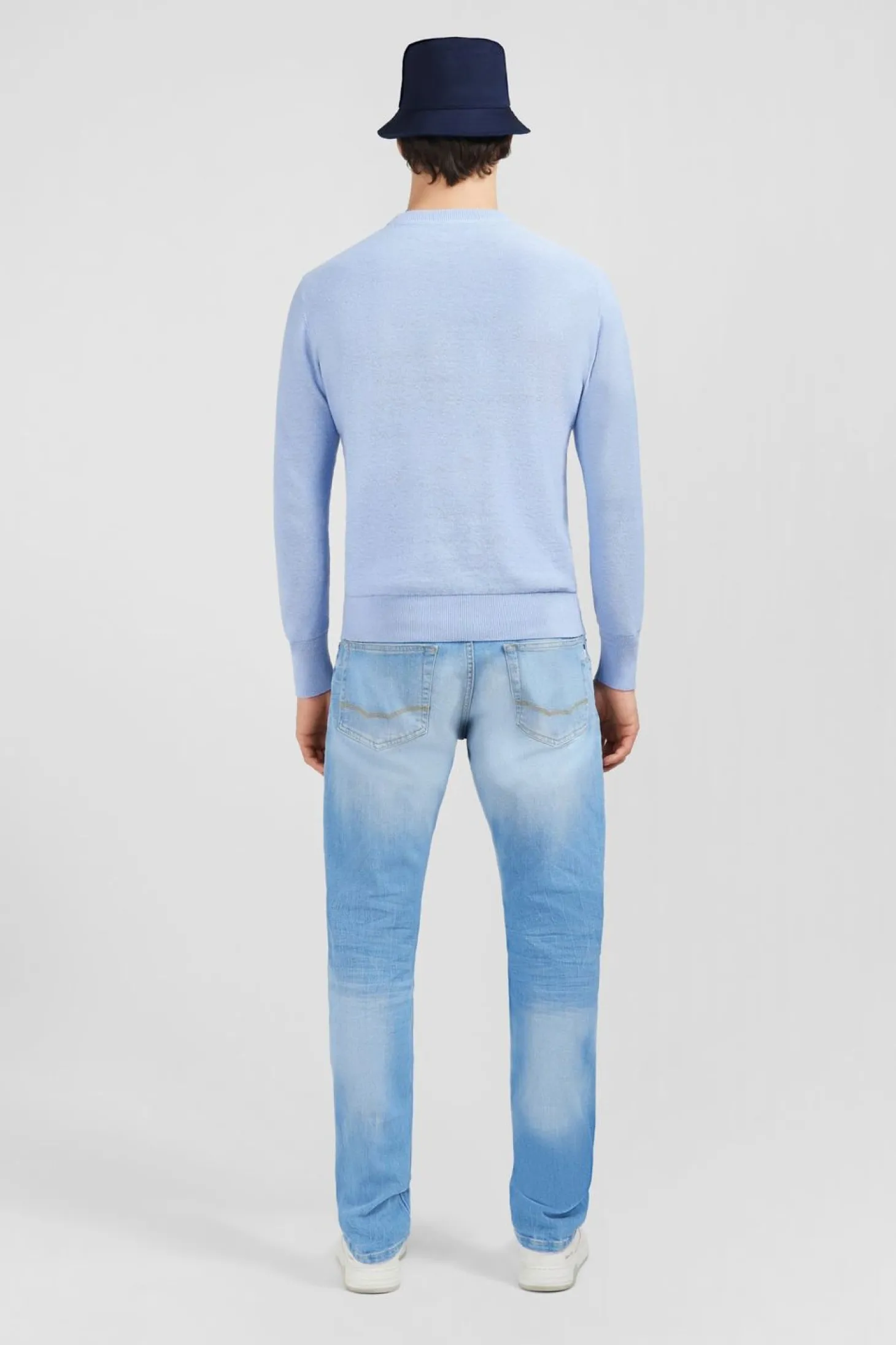 Pull Bleu Clair En Lin Melange