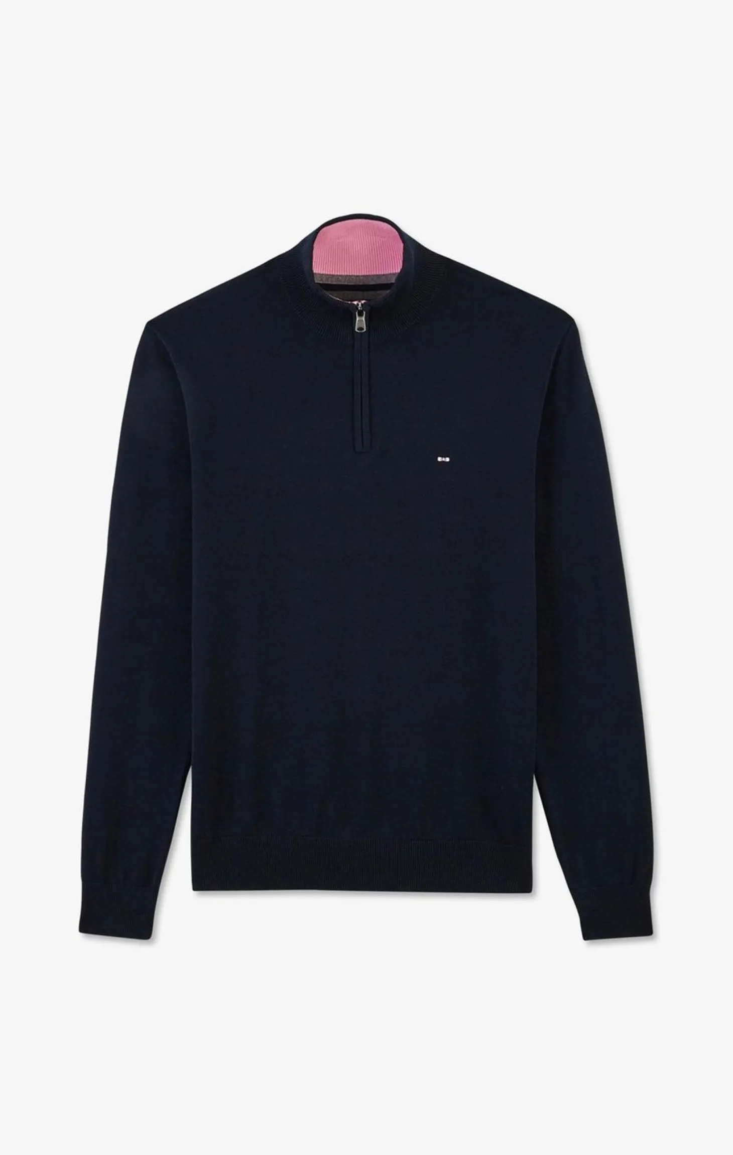 Pull Bleu Marine A Col Camionneur En Coton