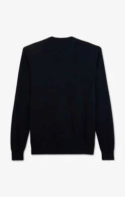 Pull Bleu Marine A Col Rond En Coton