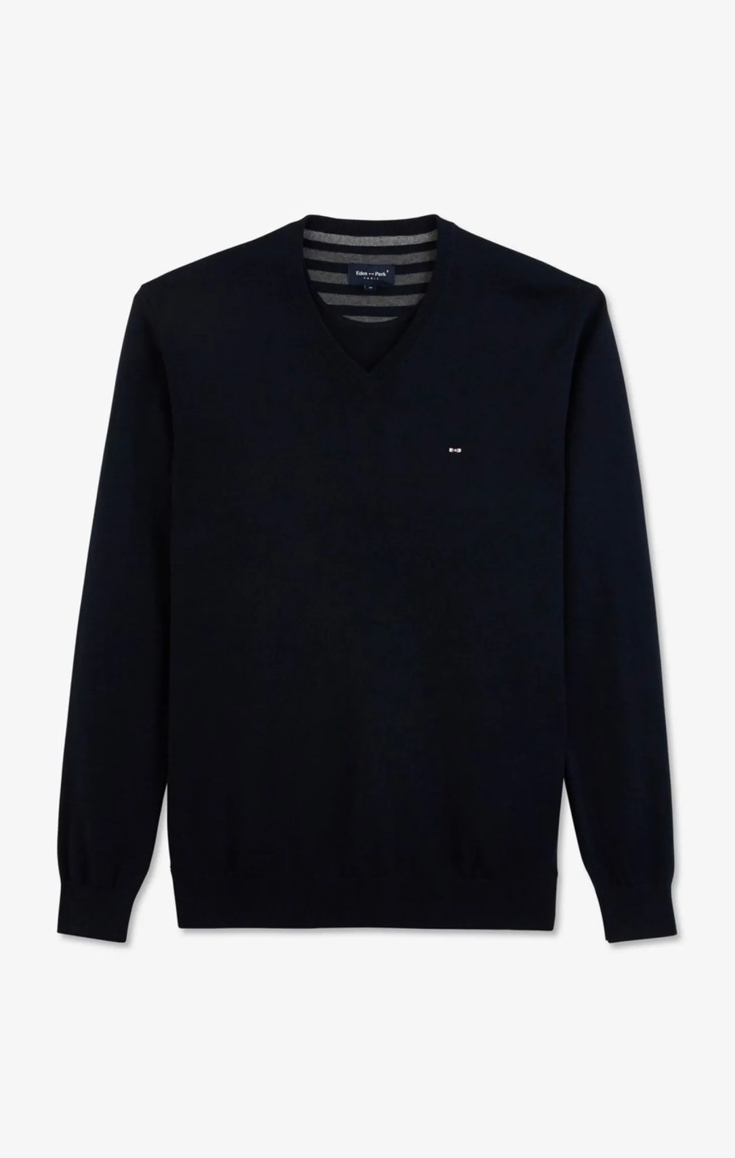 Pull Bleu Marine A Col V En Coton