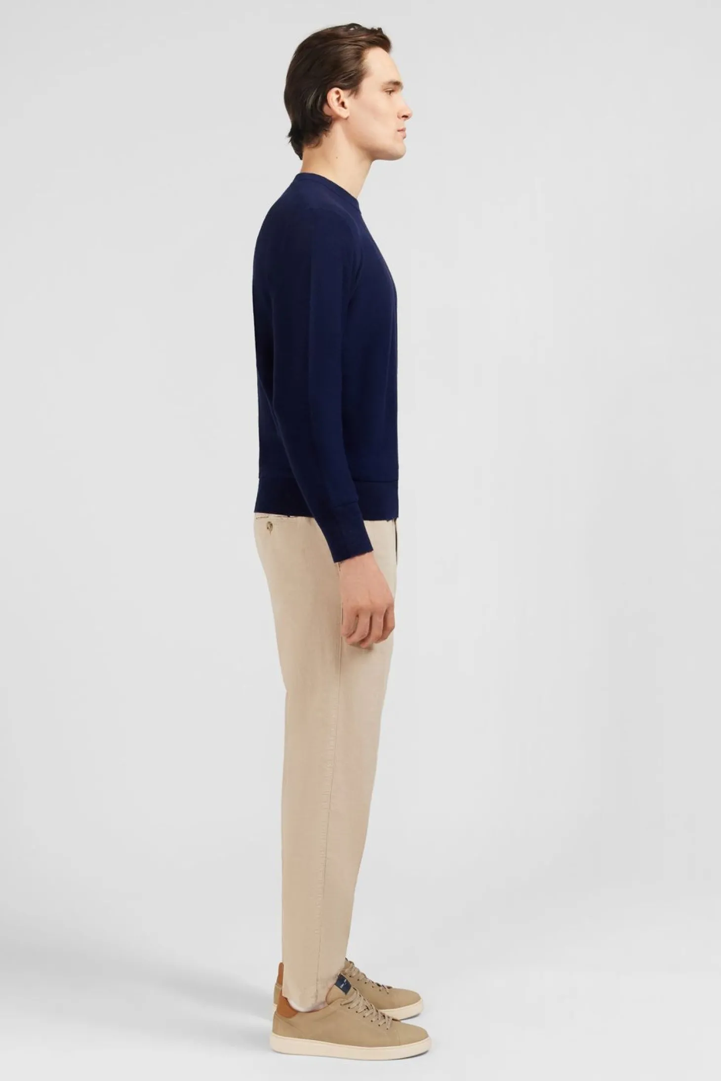 Pull Bleu Marine En Lin Melange