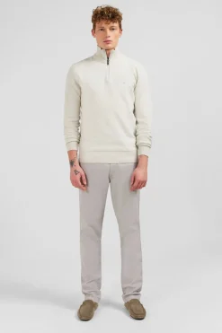 Pull Col Camionneur Zippe En Coton Gris