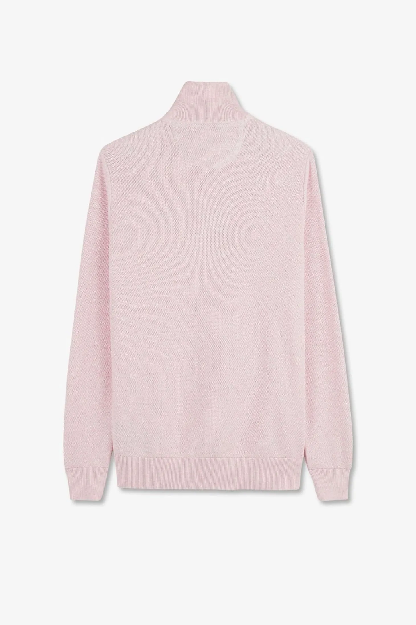 Pull Col Camionneur Zippe En Coton Rose
