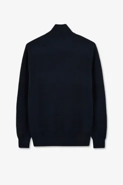 Pull Col Camionneur Zippe Marine A Jeux De Maille En Coton